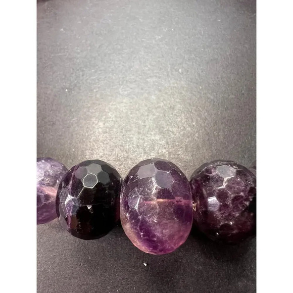 Fluorite faceted beaded statement necklace with 925 clasp - Picture 4 of 11